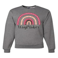 Waymaker Rainbow Inspiration Christian Unise Crewneck Grafički dukseri, Heather Grey, 3x-Large