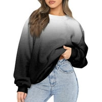 Ženska casual okruglica okruglog gradijent tiskani dugih rukava dukserica labav pulover Duks vrh