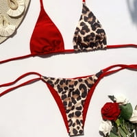 Ženska dva bikinija setovi seksi kravata bočni trokut kupaći kostim Leopard tiskani šavovi Halter string