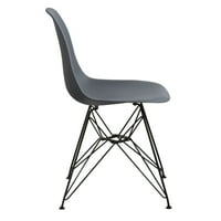 Duboko zadnja stolica sa metalnim Eiffelovim nogama u stilu, sivom i crnom - Saltoro Sherpi