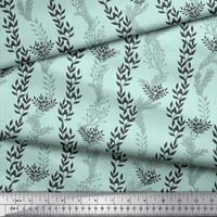 Soimoi Green Japan Crepe Satin Tkaninski šablon ostavlja tiskanu plovu tkaninu uz dvorište širom
