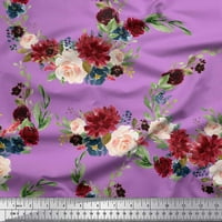 Soimoi ljubičasta mahovina Georgette tkanina Ranunculus & Penoy cvjetni print tisak šivaći tkanina sa
