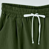 Hlače za žene Ljeto Visoko struk pamučni posteljina pantalone za bandelion plus veličine kratkih kratkih