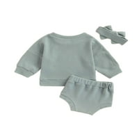 Sanviglor Baby Outfits Elastični struk kratke hlače + trake za glavu Solid boja Outfit odijelo Slatka