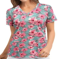 Sanviglor Women majica V izrez Majica Tie Dye Tee Lause Ljetni vrhovi Holiday Tunic Bluza Pink M