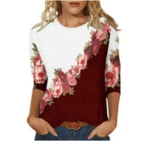 Grafičke majice za žene Ljeto rukav majica Žene Modni pejzažni cvjetni uzorak TOP TRI TRI KVARTIVNI