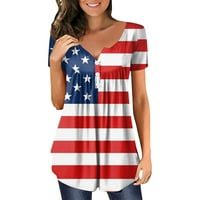 Dan nezavisnosti Žene Tee Plus Veličina Amerikanka 4. jula tiskani s majicama kratkih rukava s kratkim