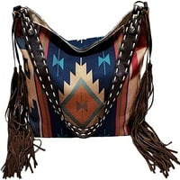 Torba za ramena etničkog stila za žene tassel torba pamuk platnena tota torba retro satchel veliki kapacitet