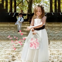 Etereaty ruka za pletenje vjenčana cvjetna djevojka košara svečana zabava saten bowknot ruža cvijeća djevojka korpa