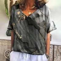 Ženski bluze Grafički printova s ​​kratkim rukavima Bluza Labavi ženski plus ljetni V-izrez košulje