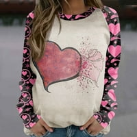 Ženska ležerna modna dana zaljubljena Ispis pulover s dugim rukavima TOP WHITE XXXL