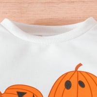 Djevojčice za djecu sa padom odlica Pumpkin Print Crew Crt dugih rukava Dukseri Flare Halloween Set