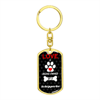 Schipperke keychain od nehrđajućeg čelika ili 18K zlatni tag za pse