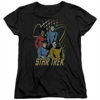 Trevco Star Trek & Warp faktor kratkih rukava pamučna žena majica, crna - mala