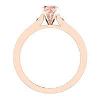 Ružičasti morgatitni zaručni prsten za žene jastuk rezani morganit black dijamantni prsten 1. karat
