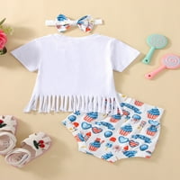 0-6years Toddler Baby Girl Neovisnosti Dan odjeće Postavite majicu s kratkim rukavima Top kratke hlače