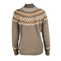 Entyinea ženske modne džempere rukavša sa rebrastim pletenom pletenom pulover džemper vrhovi kaki 3xl