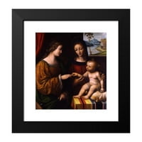 Bernardino Luini Crni moderni uokvireni muzej umjetničko otisak pod nazivom - mistični brak svetog Katarine