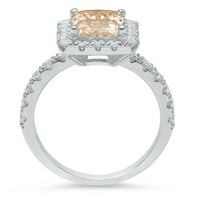 3,84ct smaragdni rez braon šampanjac simulirani dijamant 14k bijelo zlato graviranje godišnjice Angažovanje