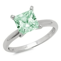 3CT Princess Cut zeleni simulirani dijamant 14k Bijelo zlato Graviranje Izjava Godišnjica Angažovanja