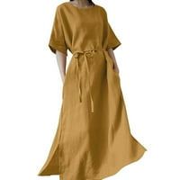 Hanzidakd plus Veličina haljine Ženska ljetna solidna boja modna Split Hem suknja Elegantni kratki rukav