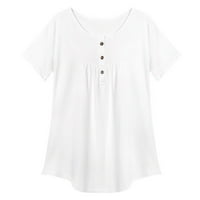 Outfmvch T majice za žene Ljeto majica kratkih rukava Casual slobodna tunika TEE Plus veličina Ženske vrhove bijele boje
