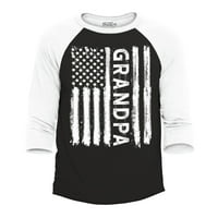 Trgovina4 god muške djede Američka zastava SAD Patriotska raglan bejzbol majica XX-Velika crno bijela
