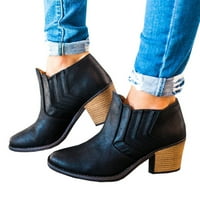 Wirdijelne čizme za žene, dame niske cijevi od punog boja s vintage golim čizmama cipele za žene čizme
