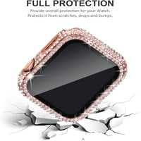 Bling futrole sa zaštitnikom zaslona Kompatibilan je za Apple Watch, potpuno popločana dijamantska zaštitna