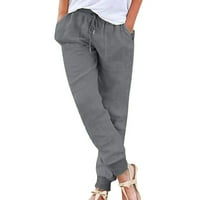 Dyegold linen pantalone za ženske ležerne konusne hlače izvlačenje elastične struke labave lagane ljetne