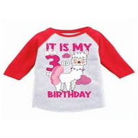 Neugodni stilovi To je moja treća rođendanska majica za rođendan Llama Toddler Raglan majica Birthday