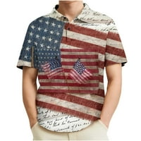 Yanhoo muške patriotske polo majice Američka zastava s kratkim rukavima pulover majice 4. jula Dugme