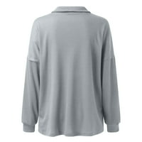 Božićne košulje za žene Jesen zimske casual majice dugih rukava Tunički vrhovi gumbi bluza pulover sivi