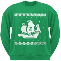 Veliki gusarski brod ružni božićni džemper zelena dukserica - 2x-velika