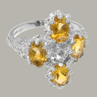 Britanci napravio 9k bijeli zlatni prirodni dijamant i citrinski ženski zaručnički prsten - veličine