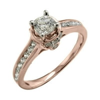 Halo nakit 0. Carat 10k Rose Gold Round Cut Prirodni dijamant Dame Solitaire Zaručni zaručenje Prsten