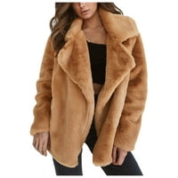 Jeseni zimski kaputi za žene Trendy dugih rukava dvostrana čvrsta jakna od pune boje smeđe XL