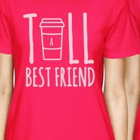 Visok kratki čaša BFF odgovarajuća majica Žene Hot Pink poklon za prijatelje