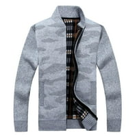 Ketyyh-Chn džemperi za muškarce Pletene Regularne Fit Full Poštanski muški KARDIGAN džemper GREY, XL