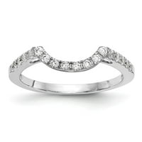 Čvrsta 14k bijela zlatna dijamanta zakrivljene zakrivljene zagrebotine vjenčane prsten veličine 5