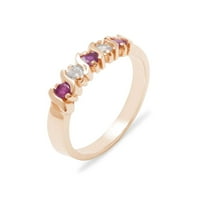 Britanci napravio 9k ružičasti zlatni prirodni rubin i dijamantni ženski prsten - Opcije veličine -