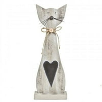 Nevolje sive ukrasne drvene mačke figurice s srcem, velikim