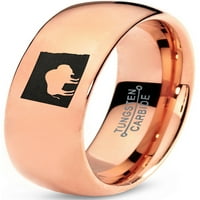 Tungsten North Dakota Mirovni vrt država Bison Band prsten za muškarce Žene Udobnost FIT 18K Rose Gold