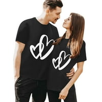 Haxmnou Valentines Day grafički majica majica kratkih rukava na vrhu ženske model crna l