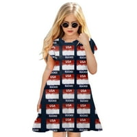 Haljine američke zastave za djevojčice Dečice Dečiji Star Stripes Prints kratkih rukava Princess 4.