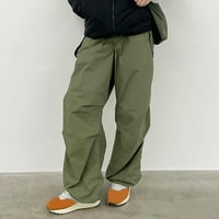 Direktor za odjeću široke pantalone za noge modna puna boja casual zelena m