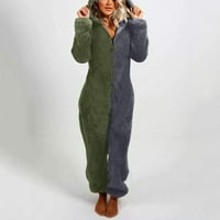 NIFTY ženski dugih rukava sa dugim rukavima Pajamas casual zima toplo za spavanje za spavanje tamnozelene