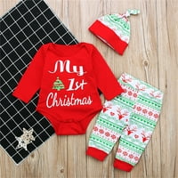 Božićna odjeća za dječake Dječji dječji PJ's pidžamas božićno slovo Romične jelene hlače hat odijelo