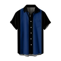 Fsqjgq muške majice casual gumb dolje majice za muškarce patchwork s kratkim rukavima labava bluza plus