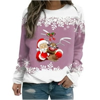 Ersazi ženski kaput ženski modni božićni print pulover okrugli vrat dugih rukava Ležerni džemper u caringu